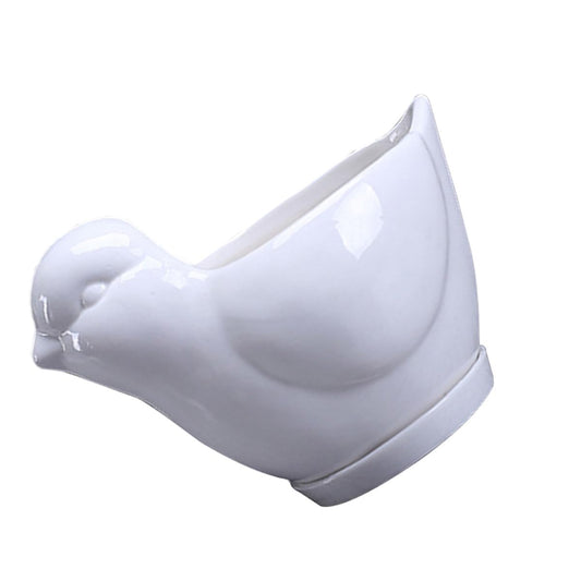 Yardenfun Ceramic Bird Shape Succulent Plant Pot Saucer Small White Flower Planter for Indoor Desktop Decor Home Gardening
