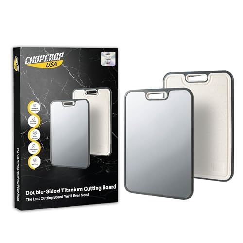 ChopChop USA Double-Sided Titanium Cutting Board – Food Grade, Rustproof, Dishwasher Safe, Durable Kitchen Board for Meat & Vegetables – Great for Daily Cooking, BBQ, Camping & Holiday Meals (Medium)