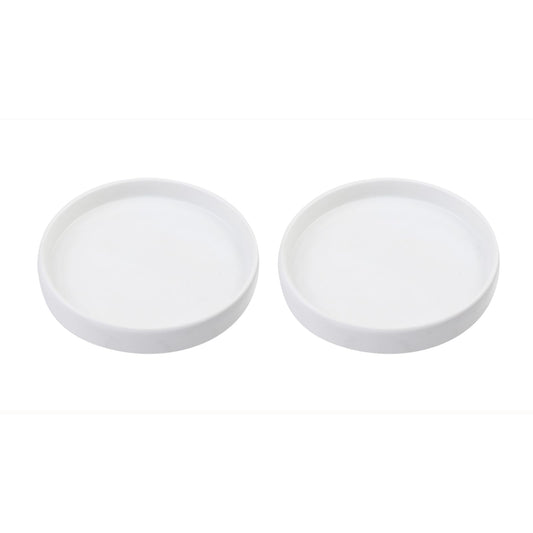 UTALIND 2pcs Ceramic Planter Saucers 6.5inch Round Plant Trays Pot Saucer for Living Room, White