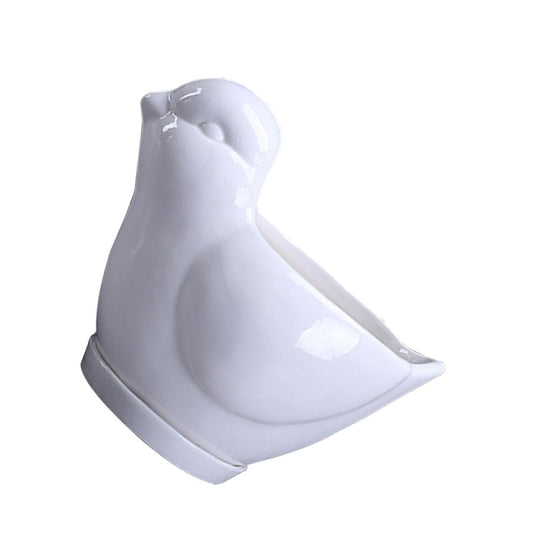 Kisangel Ceramic Flower Pot Succulent Plant Container White Large Bird Shape with Saucer Indoor Desktop Decor for Home Gardening
