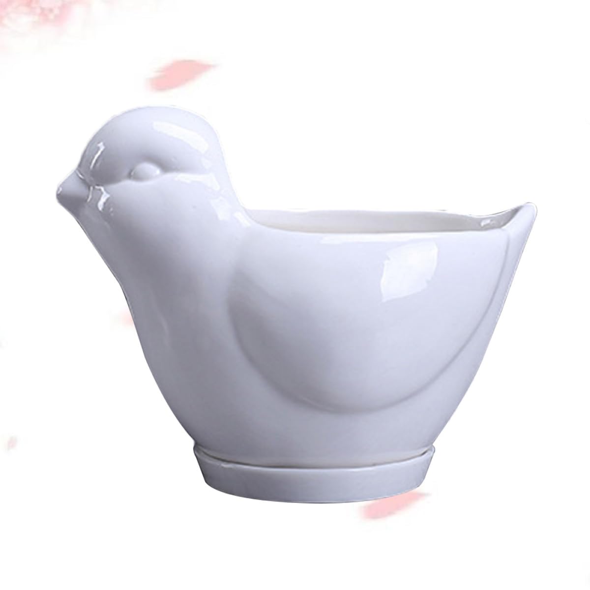 BESPORTBLE White Ceramic Bird Shape Flower Pot for Indoor Plants Cute Succulent Planter with Drainage Saucer Small Desktop Decor for Home Office Garden and Creative Design