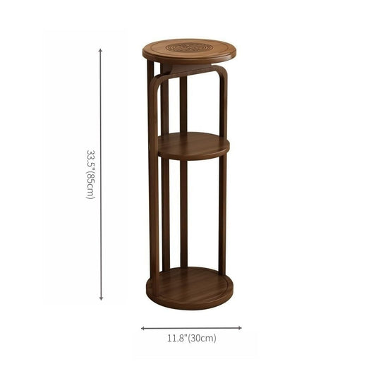 3-Tier Indoor Tall Plant Stand Wooden Round Flower Pot Rack with Thickened Base Mid-Century Modern Decor for Balcony All occasion