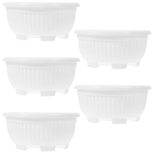 HANABASS Large Garden Bowl Planter White Shallow Plant Pot with Drainage Plastic Flowerpot for Succulents Bonsai Herbs Indoor Outdoor 8.25 Inchs