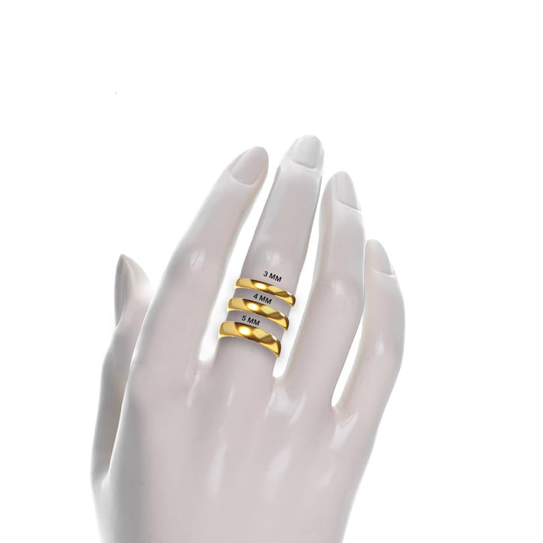 SHOP WGS 5mm 14K Solid Gold Wedding Band for Men & Women - Italian Real 14K Gold Plain Rings for Men - Solid Gold Wedding Bands Size 6