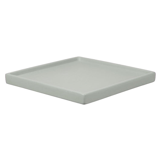 YELARXI 7.5 Inch Ceramic Plant Saucers, Square Flower Planter Water Trays Ceramic Plant Saucer Pot Tray -Fitting for (Outdoor/Indoors/Garden/Planting/Water/Flower/Coffee) Light Gray