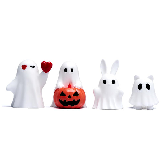 jaming 4PCS Ghost Halloween Desk Decor Mini Figurines,Adorably Spooky Pumpkin Ghosts Home Tabletop Shelf Decorations,Display Statues Party Favors Gift