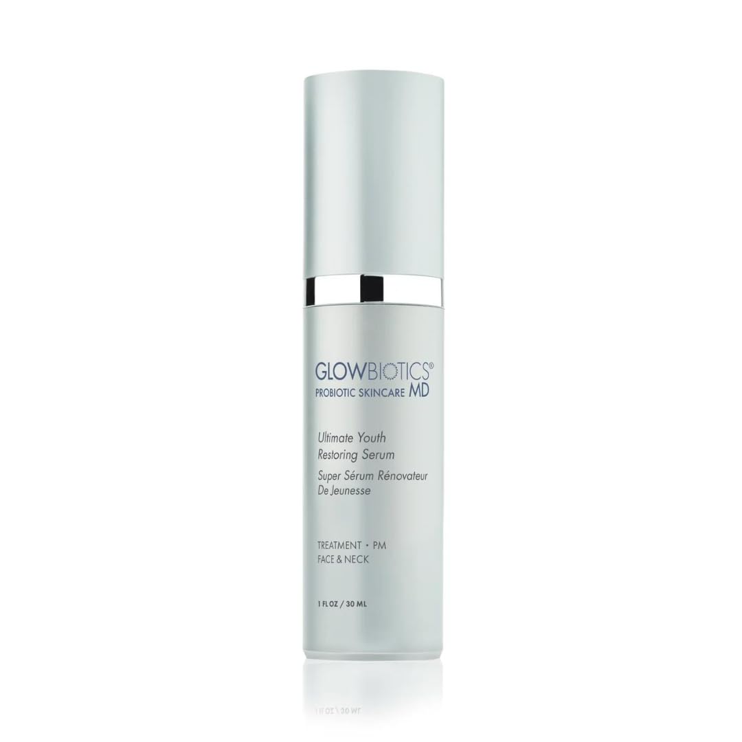 Glowbiotics Ultimate Youth 5-in-1 Restoring Serum – Anti-Aging Face Treatment with Retinol, Vitamin C, Peptides & Probiotics – Firms, Brightens & Reduces Wrinkles without Irritation (1 fl oz)