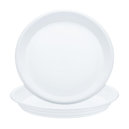 HARFINGTON 2pcs Plastic Plant Saucer 9.5" Round Drip Trays Flower Pot Saucers Flower Base Bottom Drainage Tray for Indoors Outdoors Planters, Pearl White