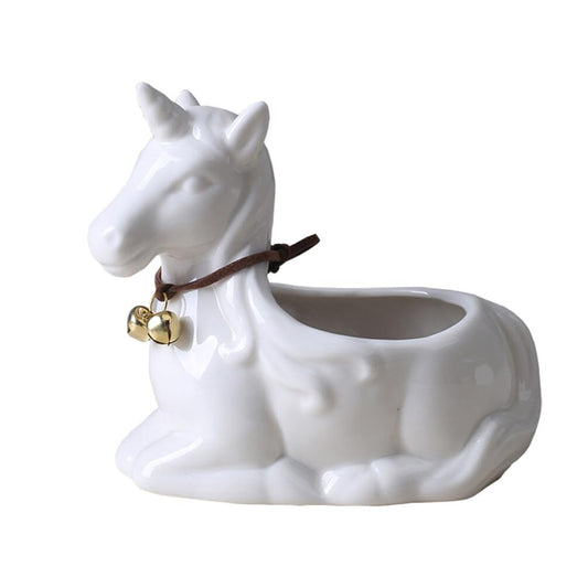 OFFSCH Ceramic Unicorn Flower Pot 5.11X4.72X3.34In Cartoon Succulent Plant Container Decorative Desktop Adornment for Home Office Garden