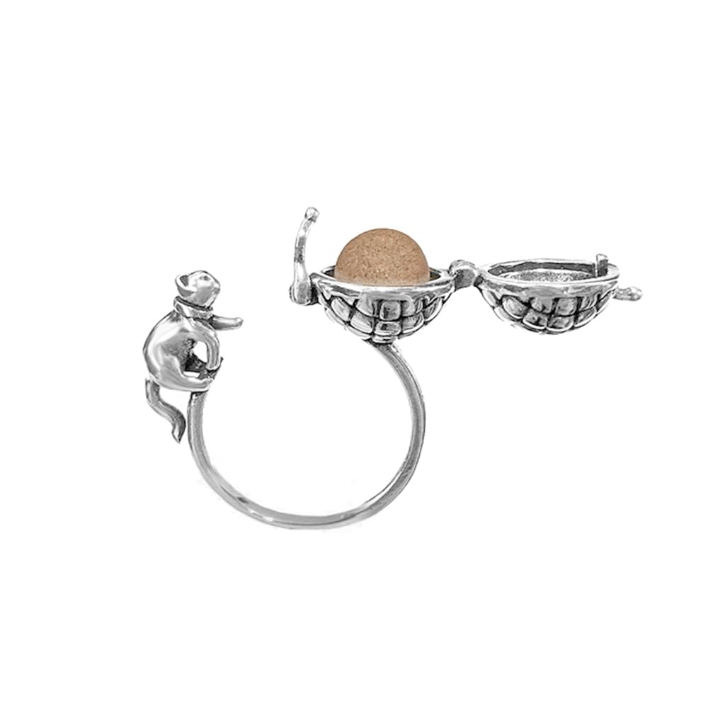 OIDIMS Unique Cat Ring Aromatherapy Finger Open Adjustable Ring Cute Naughty Cats Fashion Portable Mini Locket Rings Convenient Accessories Jewelry Birthday Xmas for Women Men Pet Lover