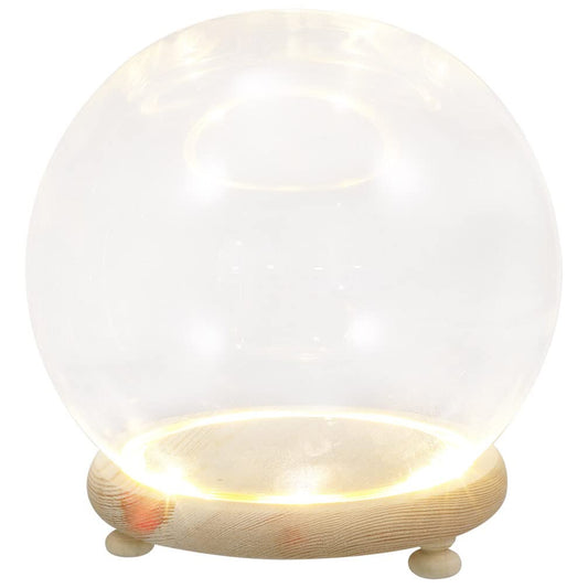 ABOOFAN Clear Glass Cloche Globes Display Dome Bell Jar with Wood Base LED Light 10cm DIY Craft Present Keepsake Globe Display Case Terrarium for Valentines Day Preserved Flower Plant Succulent