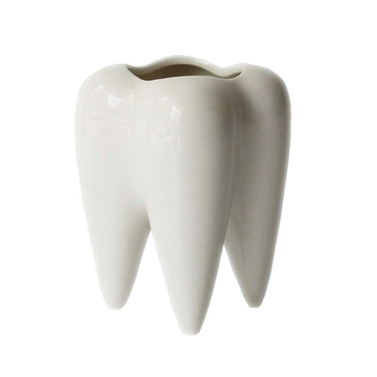 DOITOOL Teeth Shaped Ceramic Plant Pot 3.93X2.75X1.57In White Succulent Planter Pot Container for Indoor Plants Home Ornament Desktop Decoration