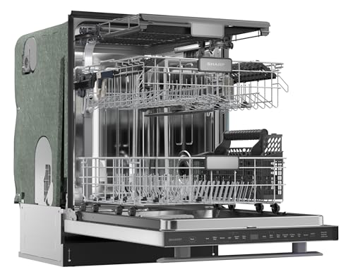 Sharp SDW6736MS 24-inch Stainless Steel Dishwasher, Third Rack, Library Quiet 47 dB, Power Wash Sprayer