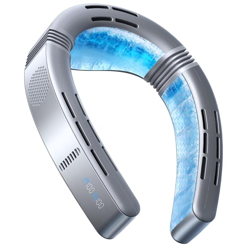 TORRAS COOLiFY Cyber Fold AI Neck Air Conditioner, Ultimate Cooling Max Cooling Area Neck Fan, Adjustable Strong Wind Neck Cooler for Neck & Face, Rechargeable Portable for Travel Outdoor, Titanium