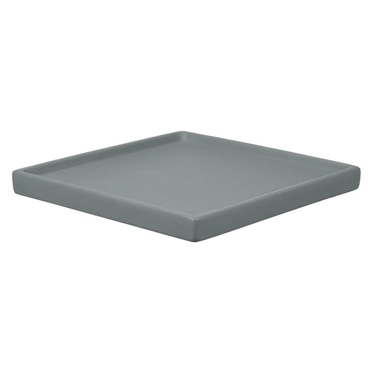 YELARXI 7.5 Inch Ceramic Plant Saucers, Square Flower Planter Water Trays Ceramic Plant Saucer Pot Tray -Fitting for (Outdoor/Indoors/Garden/Planting/Water/Flower/Coffee) Dark Gray