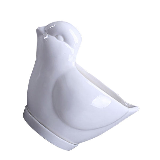 HANABASS Ceramic Succulent Plant Pot Bird Shape White Small Flower Pot Saucer Indoor Desktop Planter for Home Garden Decor