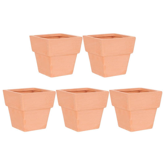 GANAZONO 5pcs Small Terracotta Pots Square Clay Pots Ceramic Flower with Drainage Holes Cactus Nursery Planter Succulent Terracotta Plant for Outdoor Indoor