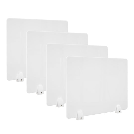 4PCS Acrylic Desk Dividers - 23.6”L x15.8”W White, Office Privacy Partitions with Clamps, Plexiglass Protective Shields for Offices Schools Call Centers