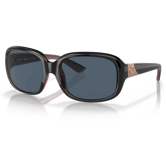 Costa Woman Sunglasses Shiny Black/Hibiscus Frame, Gray Lenses, 58MM