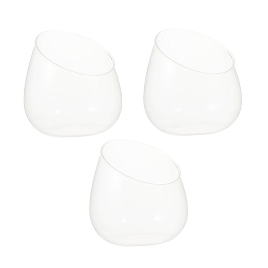 Toyvian Succulent Vase Set 3pcs Slant Cut Glass Ecological Bottles Micro Landscape Desktop Terrarium Containers for Home Office Decor