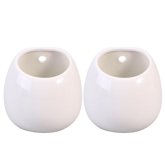 HOMSFOU 2pcs Tillandsia Air Planter Small Hanging Plant Wall Plant Containers Ceramic Hanging Planters Ceramic Vase Pot Pots Vase Pot Woman White Mini Basin