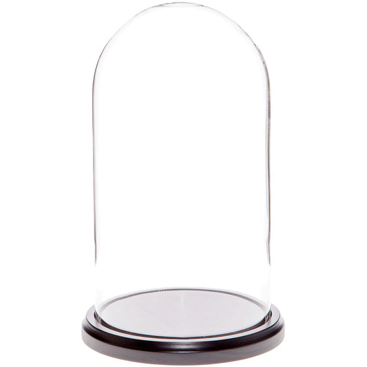 Plymor 5.5" x 10" Glass Display Dome Cloche (Black MDF Wood Base)