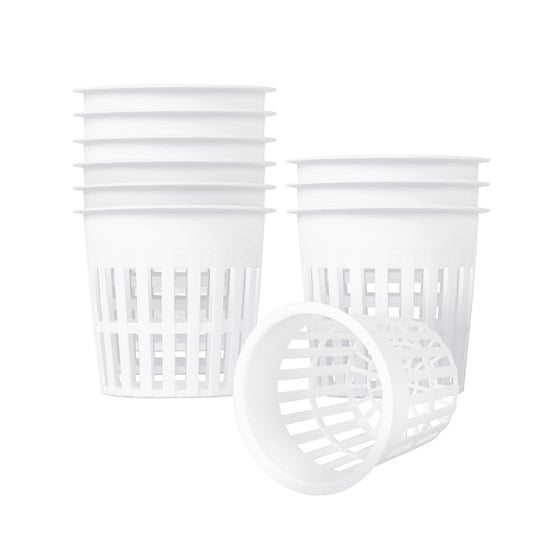 ISKYBOB 10 Pieces White Plastic Garden Mesh Net Pot Hydroponic Basket Planting Nursery Grow Supplies, 11cm/4.3inch