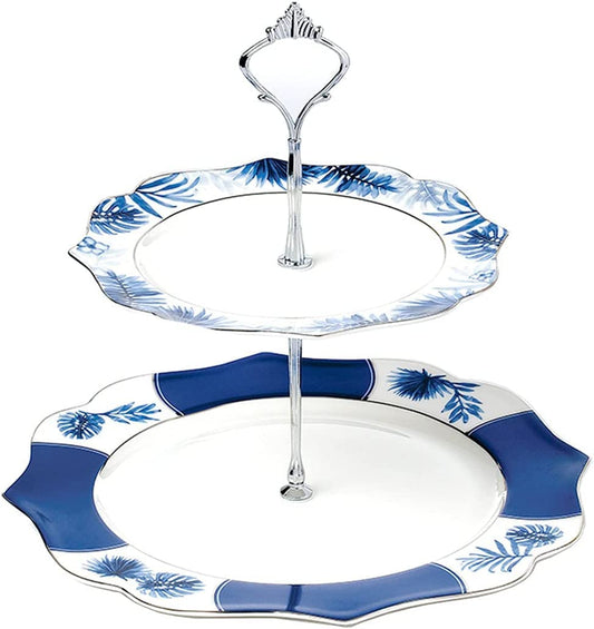 SOCOSY Elegant Flower Porcelain Cake Stand, Cupcake Tower, Dessert Stand Serving Tray Platter for Tea Party, Wedding, Birthday