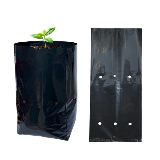 gardtree 100 Pcs Thicken Plastic Plant Nursery Bags 5.5" x 9.3", Grow Bags for Fruit Trees, PE Seedling Pots, Nursing Growing Pouch, Ideal for Flowers, Vegetables, Fruit, Starting Saplings