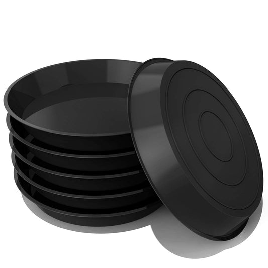 UPMCT 6 Pack Plant Saucer, 4 6 8 10 12 Inch Heavy Duty Plastic Flower Pot Water Catcher Tray Round drip Pallets for Indoors and Outdoor Planter Container Accessories (8 Inch, Black)
