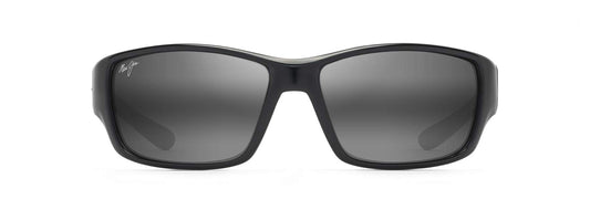 Maui Jim Mens's Local Kine Polarized Rectangle Sunglasses, Shiny Black/Grey/Maroon/Neutral Grey Polarized, Medium Fit