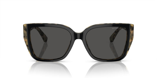Michael Kors MK2199 Acadia Sunglasses, Bi-Layer Black/Amber Tortoise/Dark Grey Solid, 55 mm