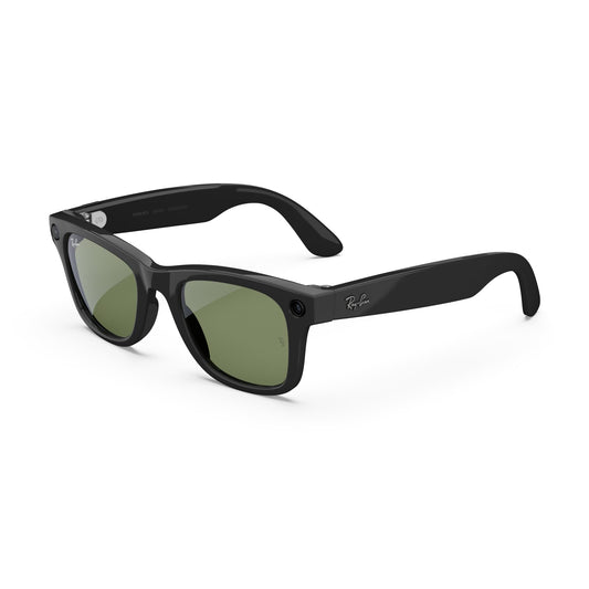 Ray-Ban Meta (Gen 2), Wayfarer, Shiny Black | Smart AI Glasses for Men, Women — 2X Battery Life — 3K Ultra HD Resolution and 12 MP Wide Camera, Audio, Video — Green Lenses — Wearable Technology
