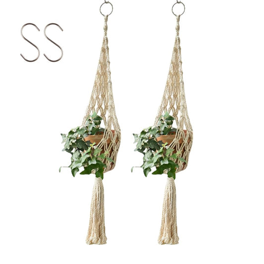 Havunori 2 PCS Boho Macrame Plant Hangers Indoor - Macrame Rope Plant Hangers for Hanging Planters,Handmade Hemp Rope Hanging Baskets for Indoor Plants, Bohemian Home Decor Outdoor Wall Art(29.5 in)