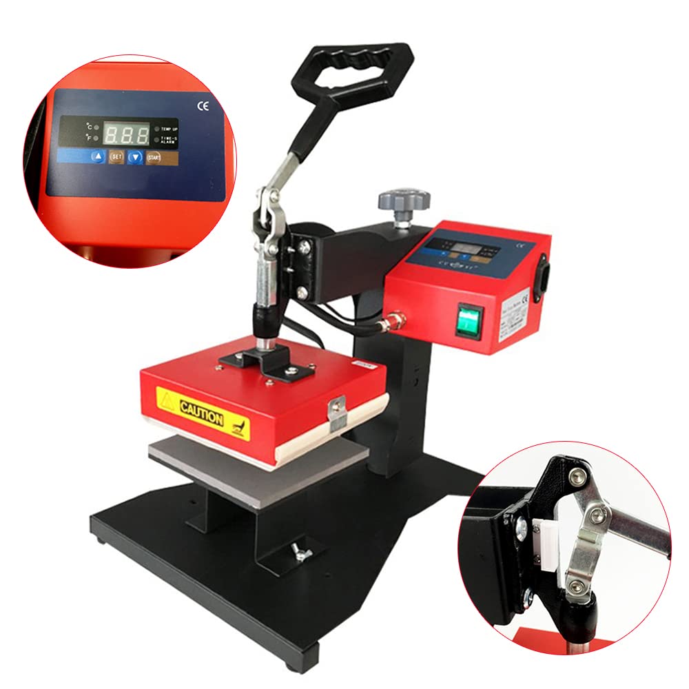Erhdexzhg Electric Hot Press Machine,Temperature and Time Adjustable Heat Press Transfer Machine,Upper Rotational Multifunction Heat Press Machine for Commercial or Home DIY Various T Shirts
