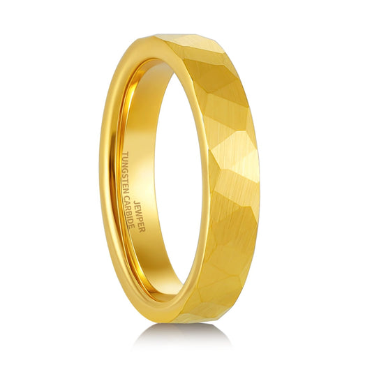 JEWPER 2/4/6/8mm Black/silver/gold Tungsten Rings for Men Womens Couple Fashion Jewelry Promise Engagement Wedding Band Hammered Inner ring inlaid with olive wood Carbide Polished Edge Comfort Fit
