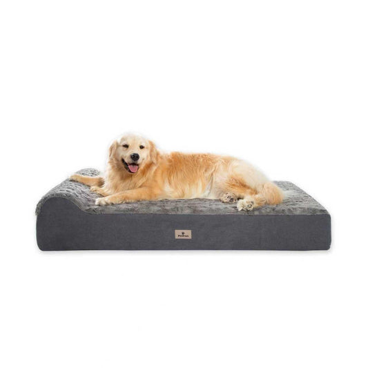 PetFun Jumbo Orthopedic Dog Bed for Large Dogs - 7-inch Thick Memory Foam Dog Bed with Pillow Removable Cover Machine Washable, Giant | 50 inch, Dark Gray