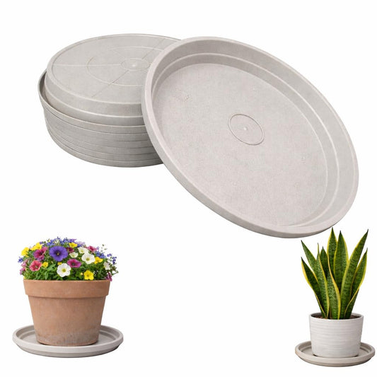 smart spring 10 Inch Plant Pot Tray USA Made – Durable Plastic Flower Pot Saucer – Plant Water Catcher for Indoor Outdoor Garden (6, Rustic Stone)