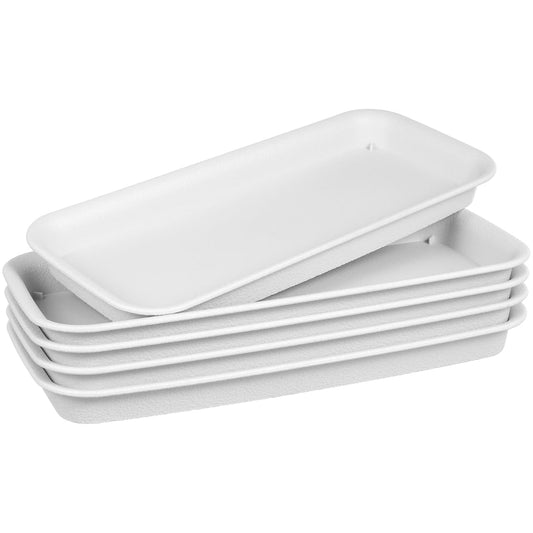 IMIKEYA 5 Pack Rectangular Plastic Plant Drip Trays: 12 Inch White Plant Saucers for Indoors, Windowsill, Flower Pot Planter Drip Tray to Catch Water