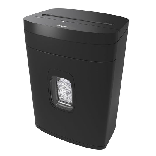 Staples 15-Sheet Cross Cut Paper Shredder for Home Office, P-4 Security, 20-Min Run Time, Shreds Paper/Credit Cards/CDs/DVDs, Quiet 65 dB, Auto Start/Stop, 5 Gallon, Black