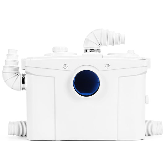 1200W Macerator Pump with PCB Function Toilet Pump Utility Sink Pump Upflush to 39.4FT 2800GPH Macerating Toilet System with 5 Water Inlets 2 Outlets for Toilet Sink Shower Laundry Kitchen Basement