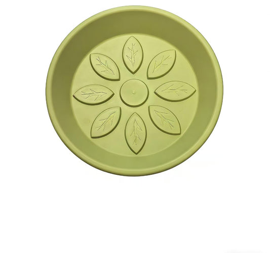 Heavy Duty Light Green Plant Saucer, Deep Waterproof Garden Drip Tray, Stylish Leaf Pattern Round Pot Base For Home Indoor Outdoor Planters, plant water catcher tray, trays for plants 10 Inch