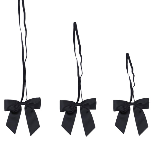 Meseey 30pcs 3 Inch 5 Inch 8 Inch Elastic Gift Bows Pre-Tied, Stretchy Reusable Satin Ribbon Loops for Christmas/Wedding/Baby Shower Self-Adhesive Party Favors Decorations(Black)