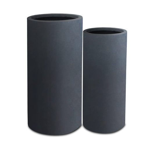 Kante 11" D and 8" D Round Concrete Large Tall Plant Pots Outdoor Indoor Planters with Drainage Hole for Patio, Set of 2, Charcoal
