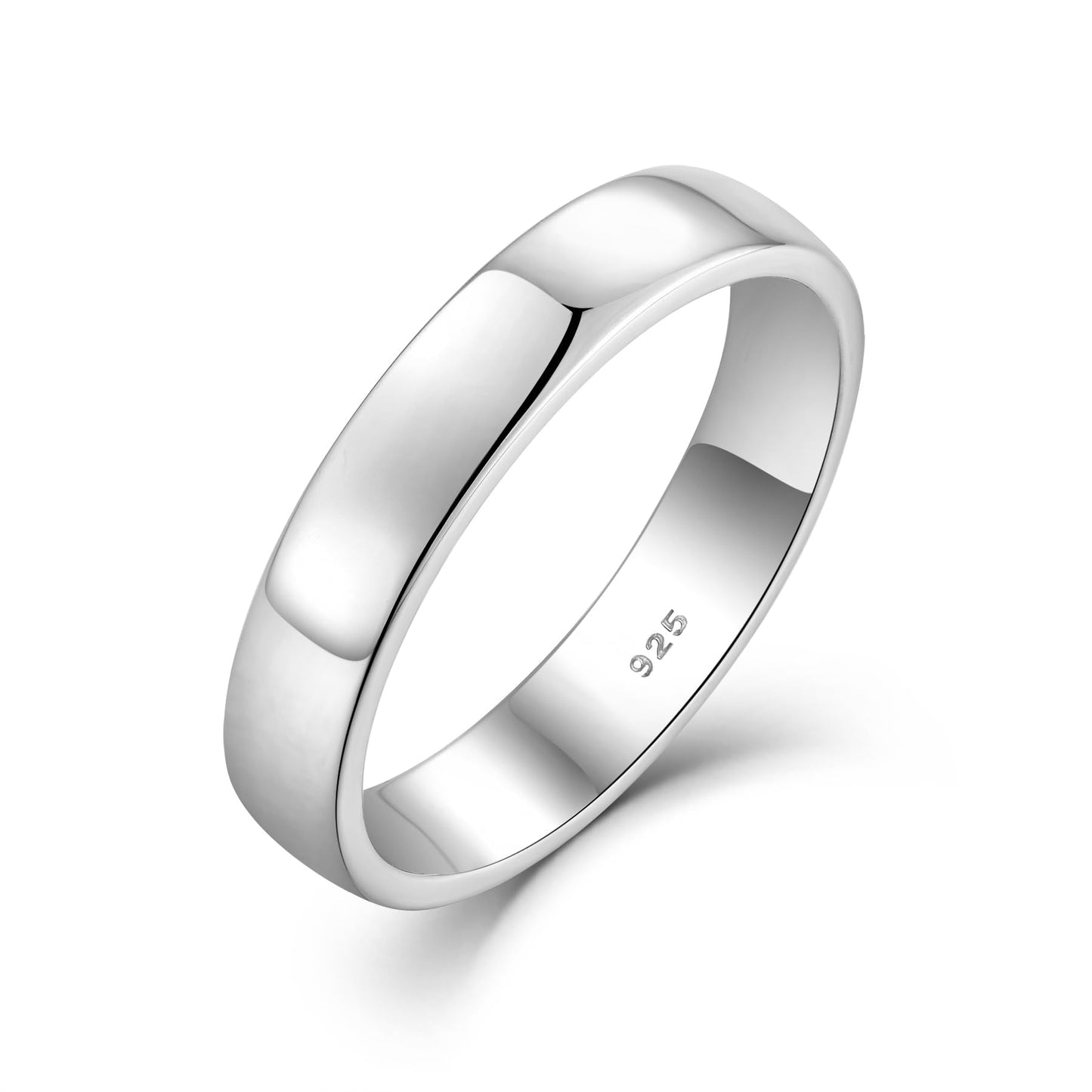 STARCHENIE Solid 925 Sterling Silver 4mm Wedding Band Ring, Comfort Fit High Polish, for Men and Women (Size 5)
