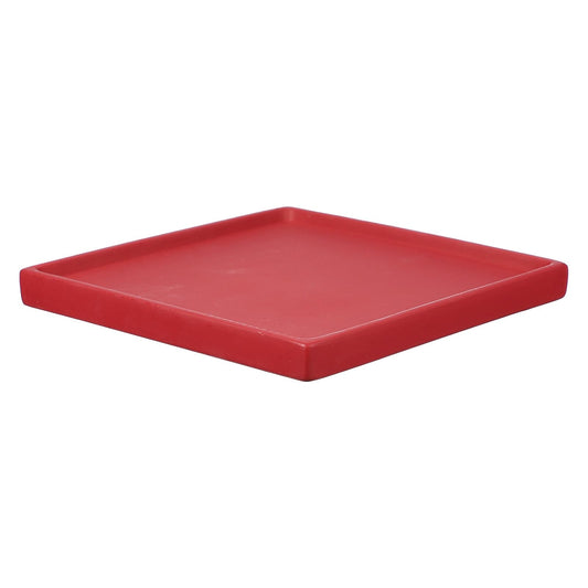 YELARXI 7.5 Inch Ceramic Plant Saucers, Square Flower Planter Water Trays Ceramic Plant Saucer Pot Tray -Fitting for (Outdoor/Indoors/Garden/Planting/Water/Flower/Coffee) Burgundy