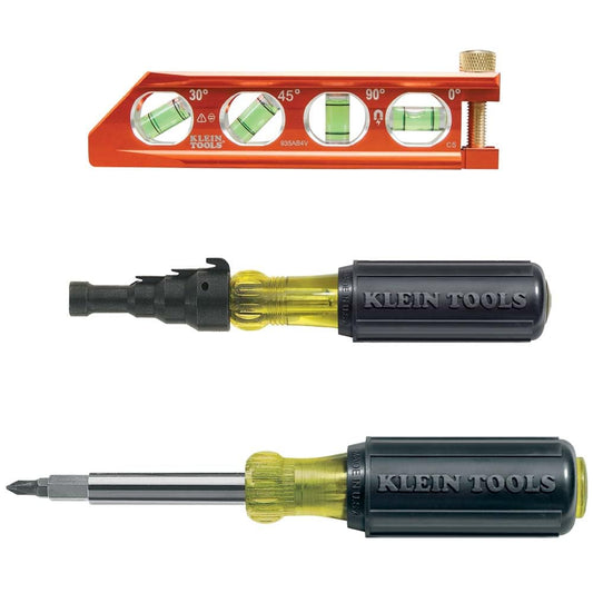 Klein Tools 80073 Reaming Driver Kit with Conduit Reamer, Conduit-Fitting and Reaming Screwdriver and Magnetic Level, 3-Piece
