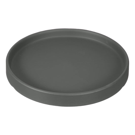 YELARXI 6.7 Inch Ceramic Plant Saucers, Round Flower Planter Water Trays Ceramic Plant Saucer Pot Tray -Fitting for (Outdoor/Indoors/Garden/Planting/Water/Flower/Coffee) Dark Gray