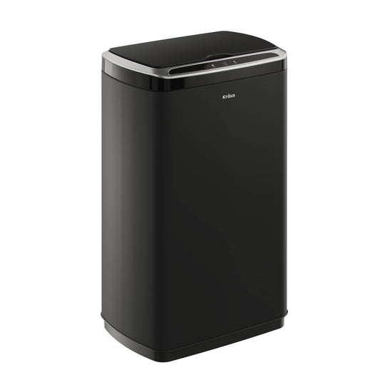 Kraus GarbagePro Rectangular 13 Gallon Hands-Free Motion Sensor Trash Can Battery Operated in Matte Black Finish with SoftShut Touchless Lid, KTCS-10MB