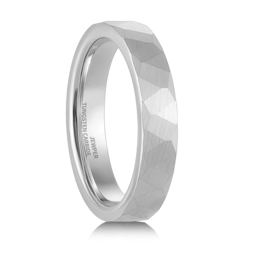 JEWPER 2/4/6/8mm Black/silver/gold Tungsten Rings for Men Womens Couple Fashion Jewelry Promise Engagement Wedding Band Hammered Inner ring inlaid with olive wood Carbide Polished Edge Comfort Fit